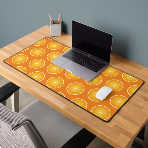 Cool Juicy Orange yellow fruit slices pattern Desk Mat