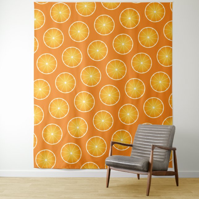 Cool Juicy Orange yellow fruit slices Wall Tapestry (In Situ)
