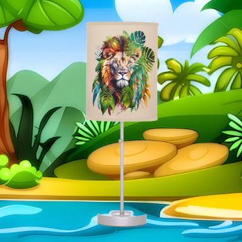 Cool Jungle Lion Lovers Table Lamp by DoodlesGifts at Zazzle