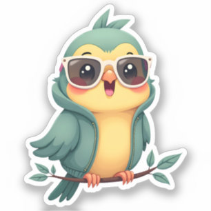 Cool Jungle Parrot Tropical Kawaii Bird Sticker