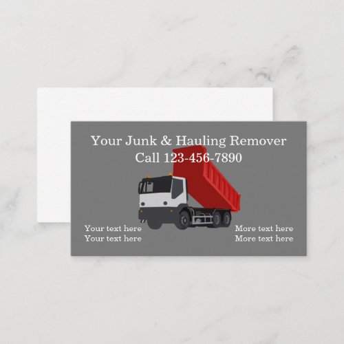 Cool Junk Hauling And Cleanup Business Card