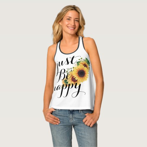 Cool Just Be Happy Graphic Girls Womens Tank Top