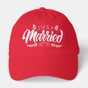 Cool just married word art Bride Groom Hat
