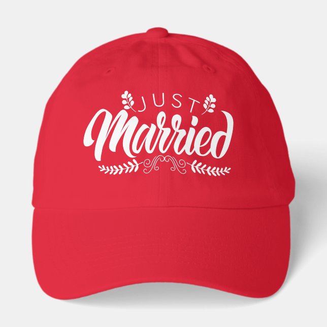 Cool just married word art Bride Groom  Hat (Front)