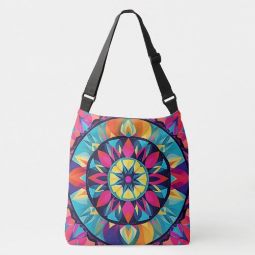 Cool Kaleidoscope  Aztec Design Pink Blue Pattern Crossbody Bag