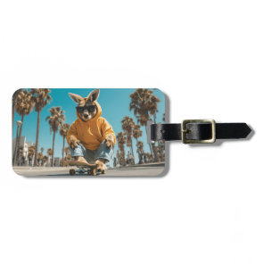 Cool Kangaroo in Sunglasses on a Skateboard Luggage Tag