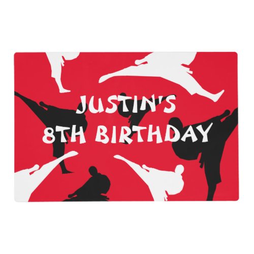 Cool karate Birthday party theme placemat for kids