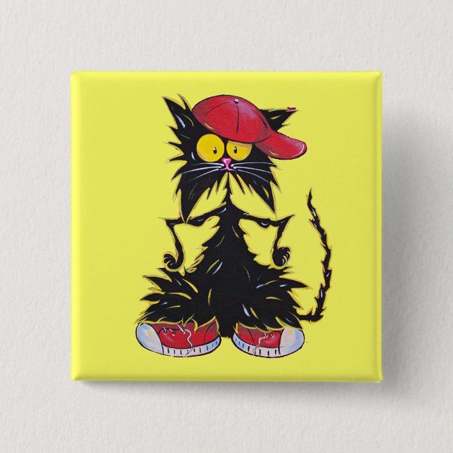 Cool Kat Hip Hop Pinback Button (Front)