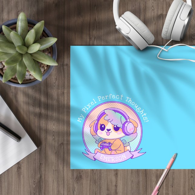 Cool Kawaii Gamer Girl Dog in Baby Blue Paper Pad (Creator Uploaded)