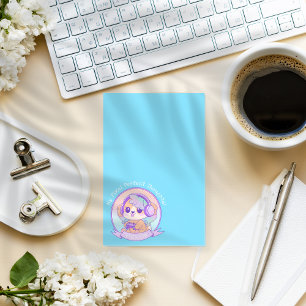 Cool Kawaii Gamer Girl Dog in Baby Blue Post-it Notes