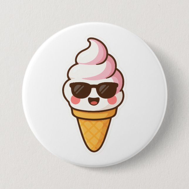 Cool Kawaii Ice Cream Button (Front)