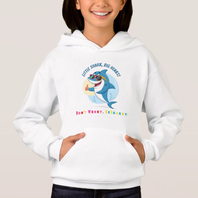 Cool Kawaii Shark Positive Vibes Hoodie (Front)