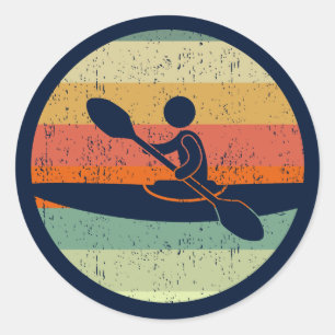 Cool Kayak Sunset Classic Round Sticker