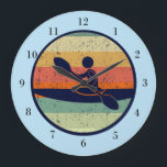 Cool Kayak Sunset Large Clock<br><div class="desc">A cool kayaking gift for a kayaker featuring a person in a kayak or canoe on the lake in front of a beautiful sunset.</div>