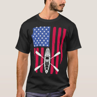 Cool Kayaking For Kayak Fishing USA American Flag T-Shirt