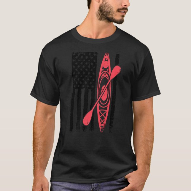 Cool Kayaking For Men Women Kayak Fishing USA Amer T-Shirt (Front)
