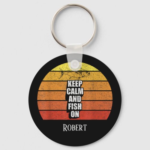 cool keep calm fish add name keychain