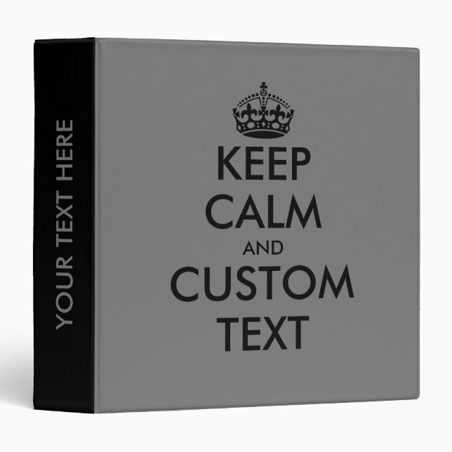 Cool keep calm office binders in black and gray (Front/Spine)