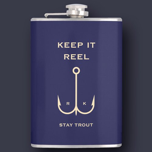 COOL KEEP IT REEL FISHING FATHERS DAY NAVY BLUE FLASK