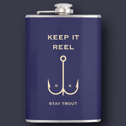 COOL KEEP IT REEL FISHING FATHER&#39;S DAY NAVY BLUE FLASK