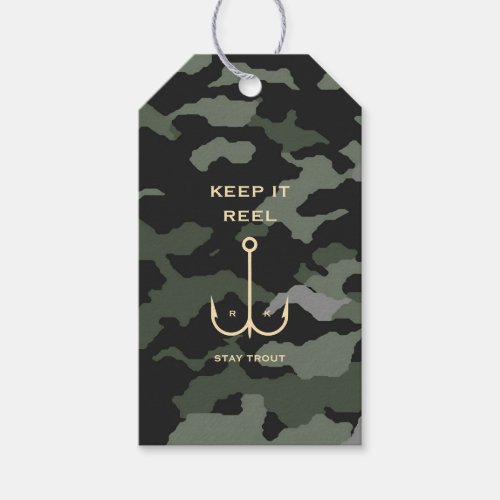 Cool Keep it Reel Fishing Funny Fathers Day Camo Gift Tags