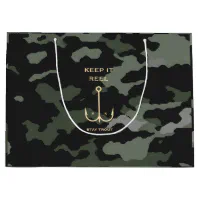 Cool Keep it Reel Fishing Funny Father's Day Camo Large Gift Bag
