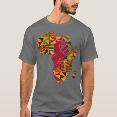 Cool Kente Cloth Art Men Women Africa Map Black Po T_Shirt
