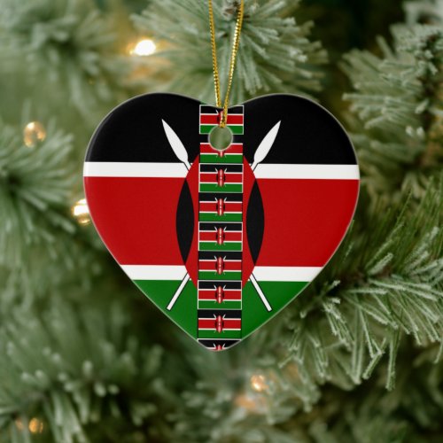 Cool Kenyan Lovely Flags Colors Black Red Green  Ceramic Ornament