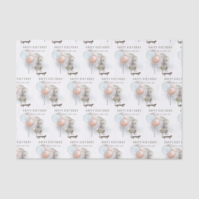 Cool Kid Bunny On Skateboard Tissue Paper  (Front)