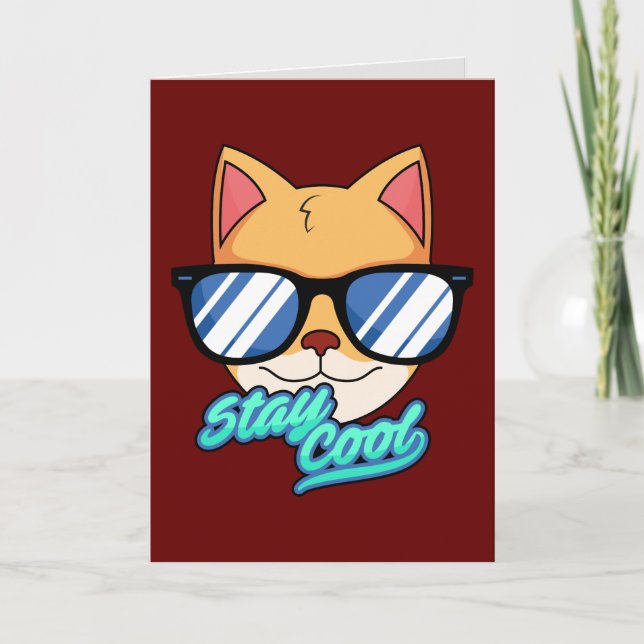 COOL KID CAT BIRTHDAY KIDS GREETING CARDS (Front)