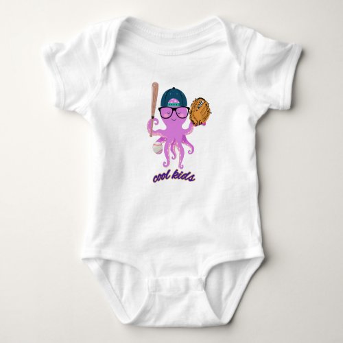 Cool Kids Baseball Octopus Baby Bodysuit