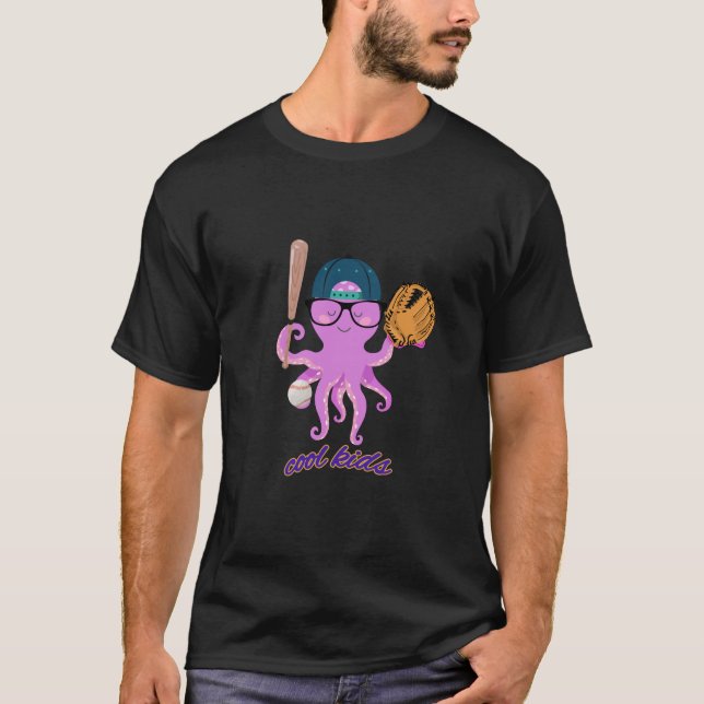 Cool Kids Baseball Octopus T-Shirt (Front)