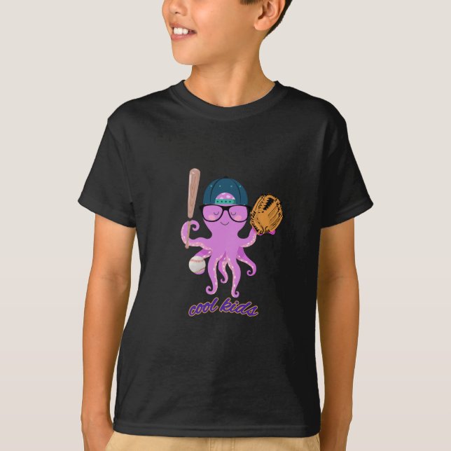 Cool Kids Baseball Octopus T-Shirt (Front)