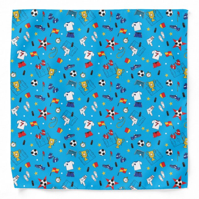 Cool Kids Cartoon Soccer Football Themed Bandana (Front)