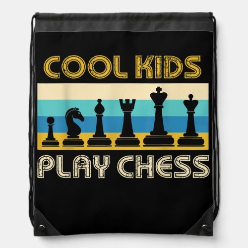 Cool Kids Chess Board Play Pieces Game Drawstring Bag