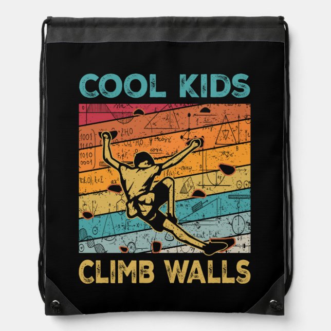 Cool Kids Climb Walls Extreme Sport Rock Climbing  Drawstring Bag (Front)