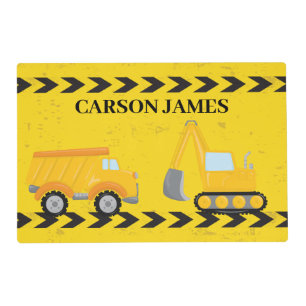 Cool Kids Construction Vehicle Custom Boys Name Placemat