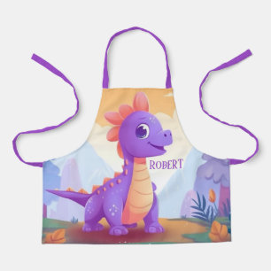 Cool kids dinosaur add name apron