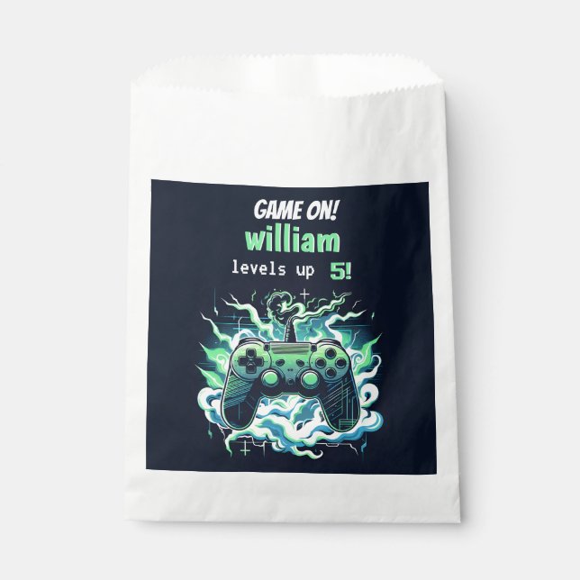 cool kids gaming level up 5th birthday favor bag (Front)