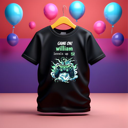 cool kids gaming level up 5th birthday T_Shirt