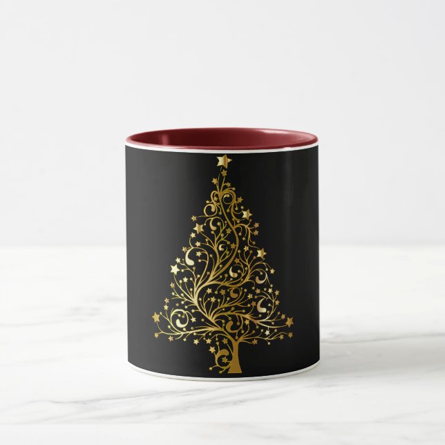 Cool Kids Gold Christmas Tree Black Mug (Center)