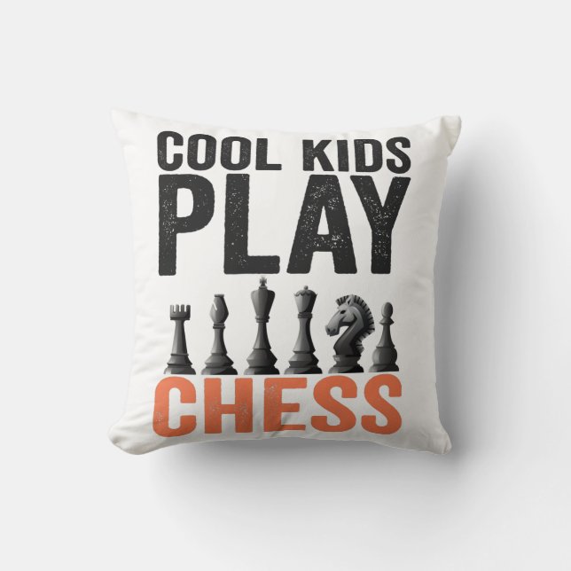 Cool kids Play Chess Funny Chess Board Lovers Gift Throw Pillow (Front)