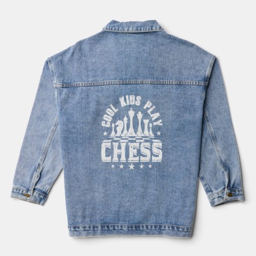 Cool Kids Play Chess  Funny Chess Player  Denim Jacket