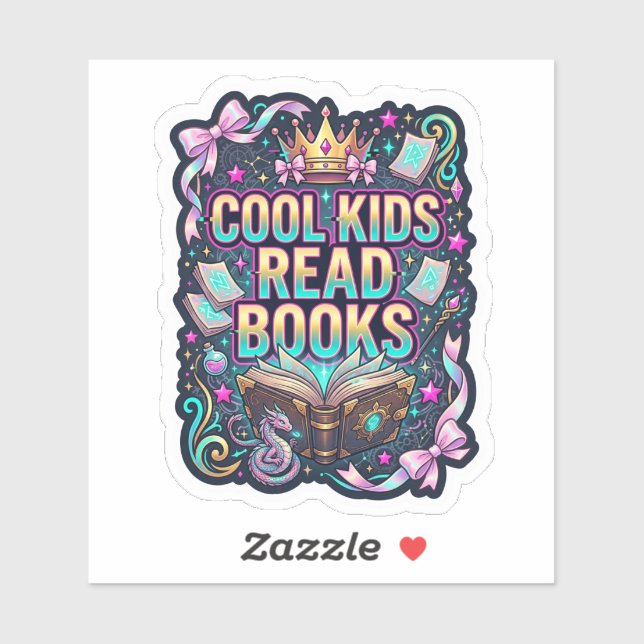 Cool Kids Read Books - fantasy book lover reading Sticker (Sheet)