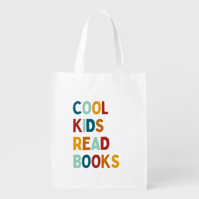 Cool kids read books  grocery bag (Front)