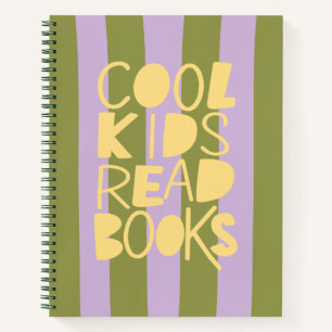 Cool Kids Read Books Purple Olive Typo Notebooks