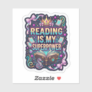 Cool Kids Read Books - wavy book lover reading Sticker