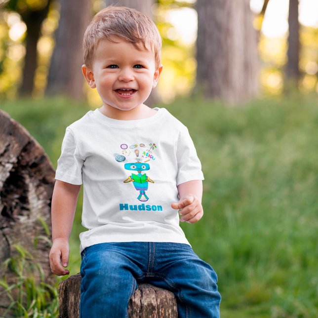 Cool Kids Robot Learning From Reading Personalized Baby T-Shirt (Creator Uploaded)