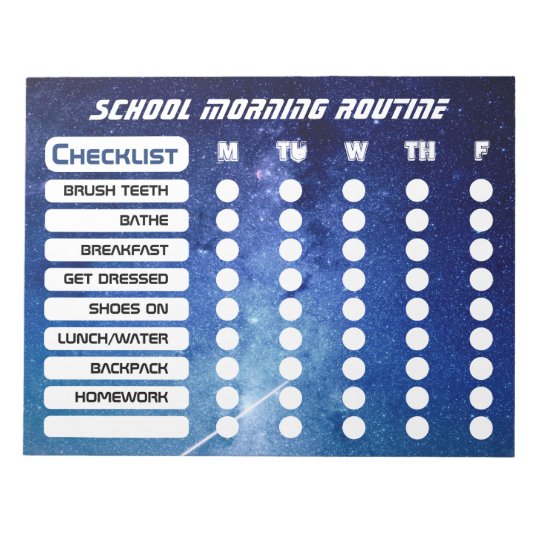 cool kids space daily routine checklist notepad zazzle com