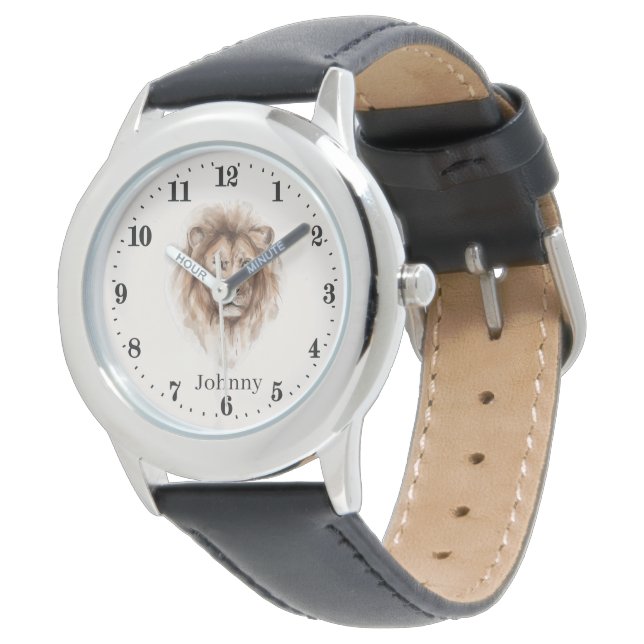 cool kids unisex lion add name watch (Angled)